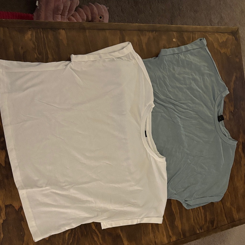 SHEIN White and Blue Crop Tops